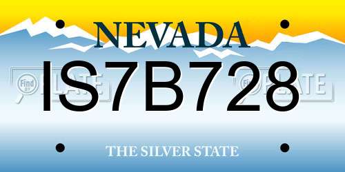 IS7B728 Nevada License Plate