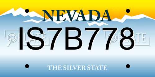 IS7B778 Nevada License Plate