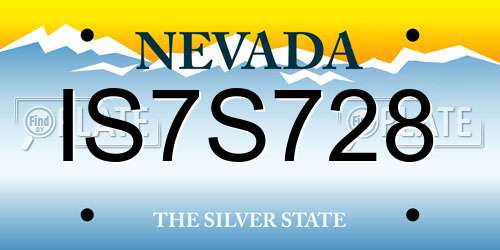 IS7S728 Nevada License Plate