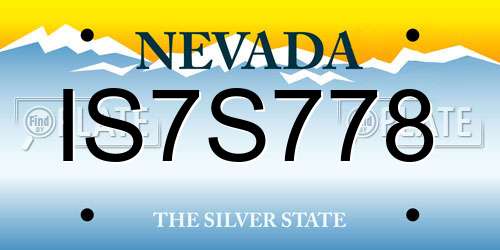 IS7S778 Nevada License Plate