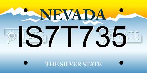 IS7T735 Nevada License Plate