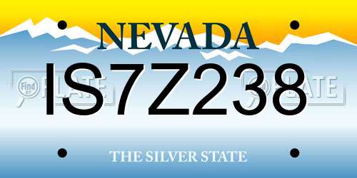 IS7Z238 Nevada License Plate