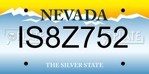 IS8Z752 Nevada License Plate