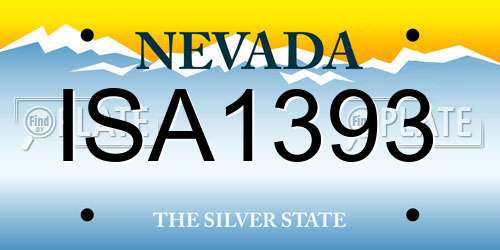 ISA1393 Nevada License Plate