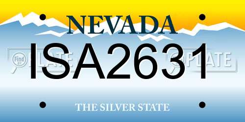 ISA2631 Nevada License Plate