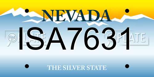 ISA7631 Nevada License Plate