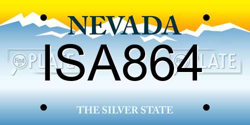 ISA864 Nevada License Plate
