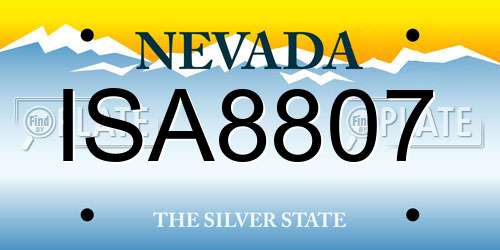 ISA8807 Nevada License Plate