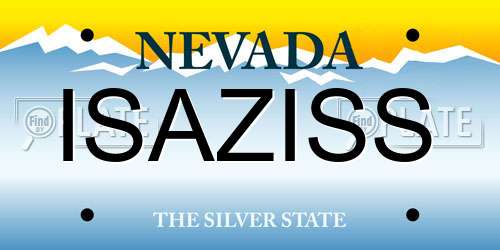 ISAZISS Nevada License Plate