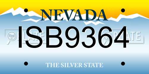 ISB9364 Nevada License Plate