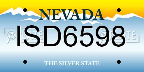 ISD6598 Nevada License Plate