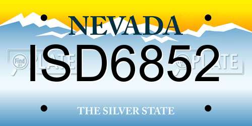 ISD6852 Nevada License Plate