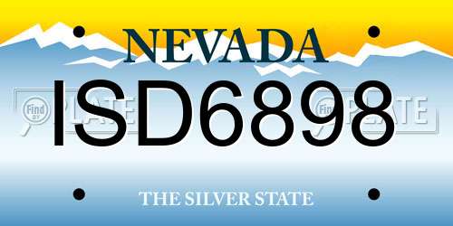 ISD6898 Nevada License Plate