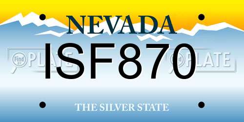 ISF870 Nevada License Plate