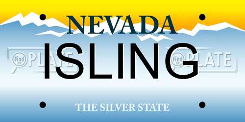 ISLING Nevada License Plate