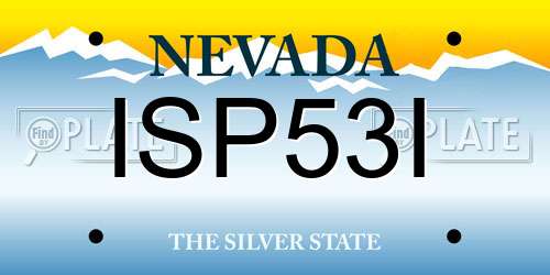 ISP53I Nevada License Plate