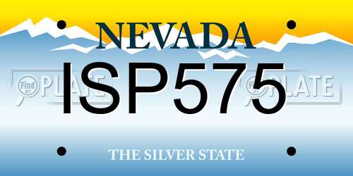 ISP575 Nevada License Plate