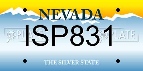 ISP831 Nevada License Plate