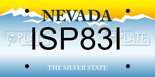 ISP83I Nevada License Plate