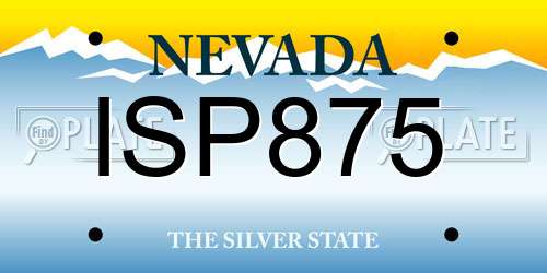 ISP875 Nevada License Plate