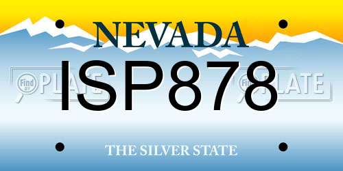 ISP878 Nevada License Plate