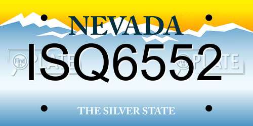 ISQ6552 Nevada License Plate