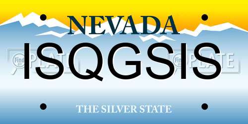 ISQGSIS Nevada License Plate