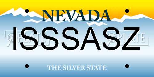 ISSSASZ Nevada License Plate