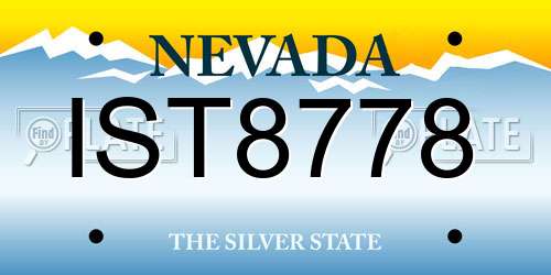 IST8778 Nevada License Plate