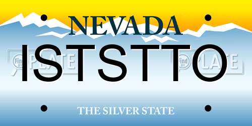 ISTSTTO Nevada License Plate