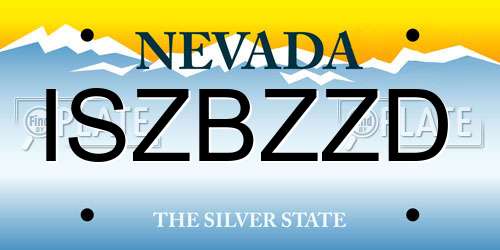ISZBZZD Nevada License Plate