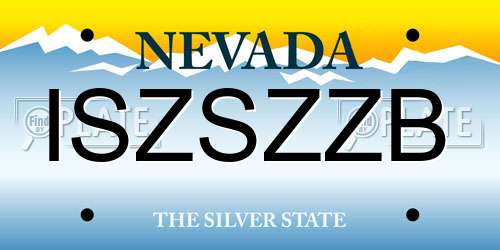 ISZSZZB Nevada License Plate