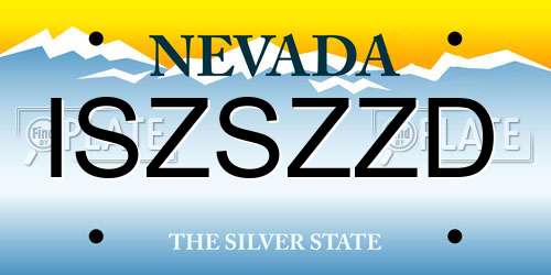 ISZSZZD Nevada License Plate