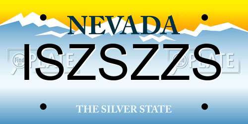 ISZSZZS Nevada License Plate
