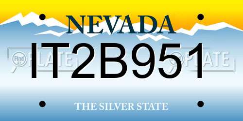 IT2B951 Nevada License Plate