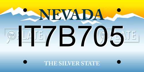 IT7B705 Nevada License Plate