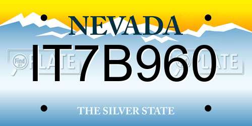 IT7B960 Nevada License Plate