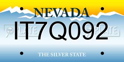 IT7Q092 Nevada License Plate