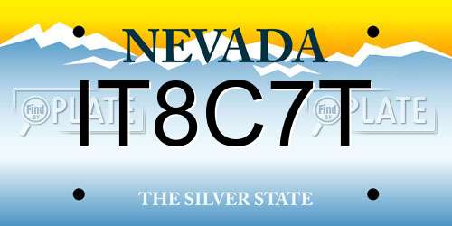 IT8C7T Nevada License Plate