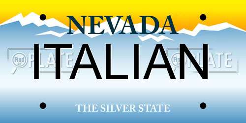 ITALIAN Nevada License Plate