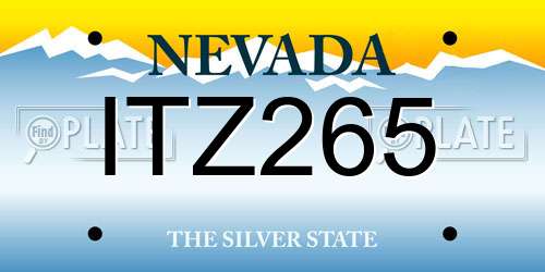 ITZ265 Nevada License Plate