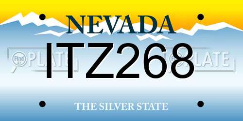 ITZ268 Nevada License Plate