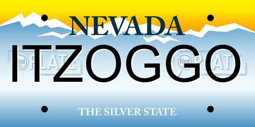 ITZOGGO Nevada License Plate