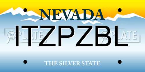 ITZPZBL Nevada License Plate