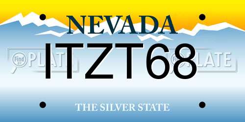 ITZT68 Nevada License Plate