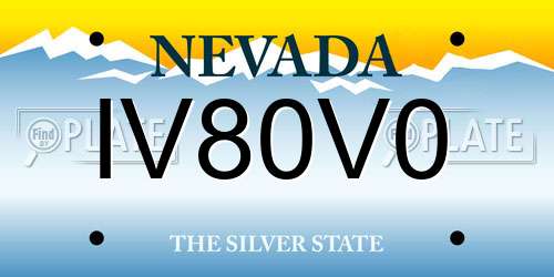IV80V0 Nevada License Plate