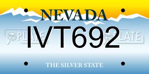 IVT692 Nevada License Plate