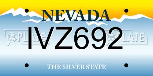 IVZ692 Nevada License Plate