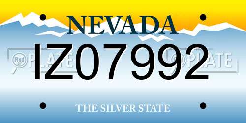 IZ07992 Nevada License Plate