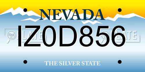 IZ0D856 Nevada License Plate